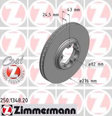 ZIMMERMANN 250134820 Тормозные диски ZIMMERMANN для FORD