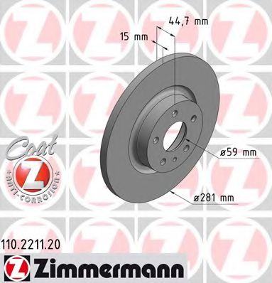 ZIMMERMANN 110221120 Тормозные диски ZIMMERMANN для ALFA ROMEO 156