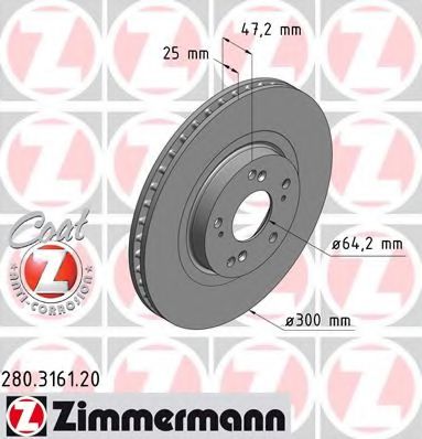 ZIMMERMANN 280316120 Тормозные диски ZIMMERMANN для HONDA