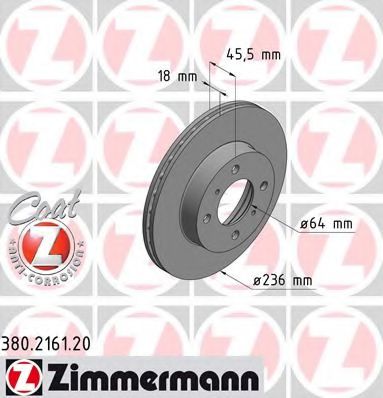 ZIMMERMANN 380216120 Тормозные диски ZIMMERMANN для MITSUBISHI