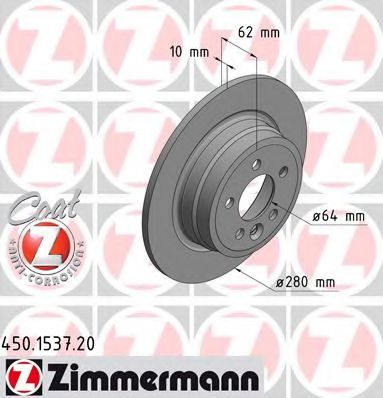 ZIMMERMANN 450153720 Тормозные диски ZIMMERMANN для ROVER