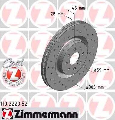 ZIMMERMANN 110222052 Тормозные диски ZIMMERMANN для ALFA ROMEO