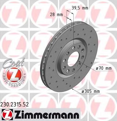 ZIMMERMANN 230231552 Тормозные диски ZIMMERMANN для FIAT