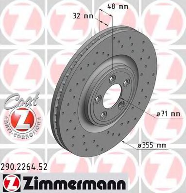 ZIMMERMANN 290226452 Тормозные диски ZIMMERMANN для JAGUAR