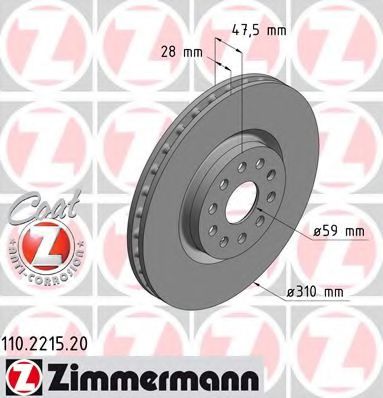 ZIMMERMANN 110221520 Тормозные диски ZIMMERMANN для ALFA ROMEO