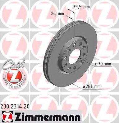 ZIMMERMANN 230231420 Тормозные диски ZIMMERMANN для FIAT