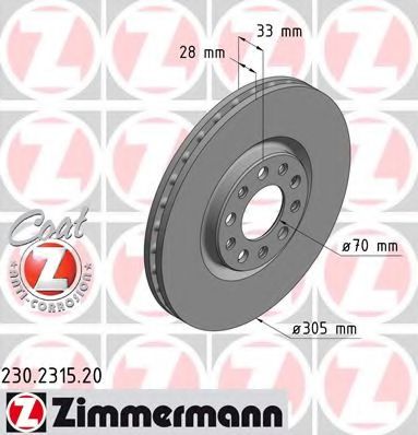 ZIMMERMANN 230231520 Тормозные диски ZIMMERMANN для FIAT