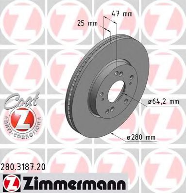 ZIMMERMANN 280318720 Тормозные диски ZIMMERMANN для HONDA