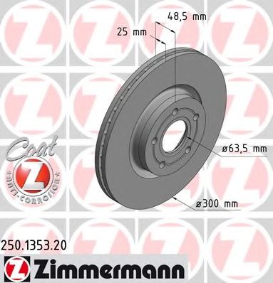 ZIMMERMANN 250135320 Тормозные диски для FORD ESCAPE