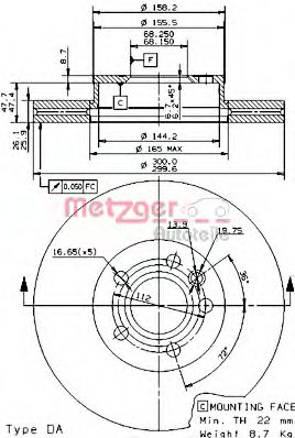 METZGER 25071V Тормозные диски METZGER для FORD