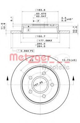 METZGER 14902V Тормозные диски METZGER для FORD