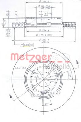 METZGER 24903V Тормозные диски METZGER для MERCEDES-BENZ