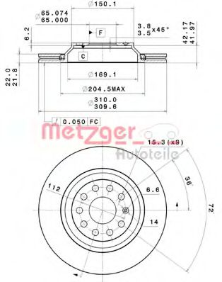 METZGER 25084 Тормозные диски METZGER для SKODA