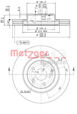 METZGER 25090V Тормозные диски METZGER для MERCEDES-BENZ