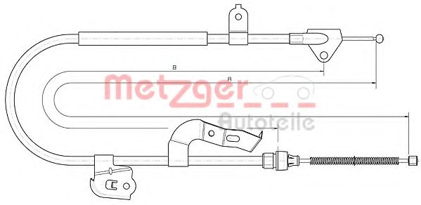 METZGER 104510 Трос ручного тормоза для PEUGEOT 107