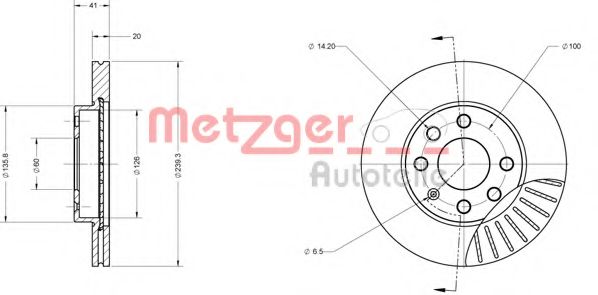 METZGER 6110054 Тормозные диски METZGER для OPEL