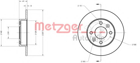 METZGER 6110061 Тормозные диски METZGER 