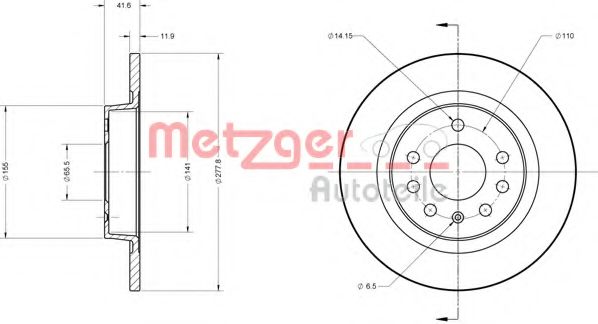 METZGER 6110119 Тормозные диски METZGER для FIAT
