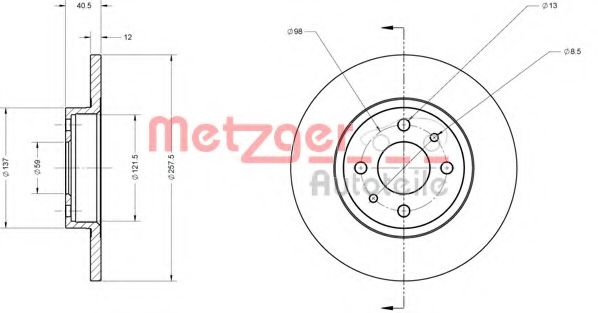 METZGER 6110124 Тормозные диски METZGER для FIAT