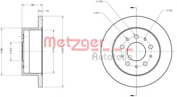 METZGER 6110163 Тормозные диски METZGER для FIAT
