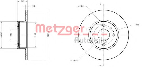 METZGER 6110204 Тормозные диски METZGER для FIAT