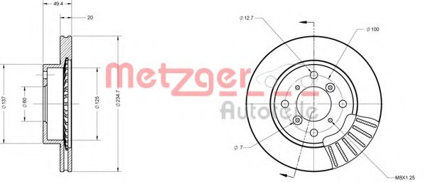 METZGER 6110332 Тормозные диски для SUZUKI ESTEEM