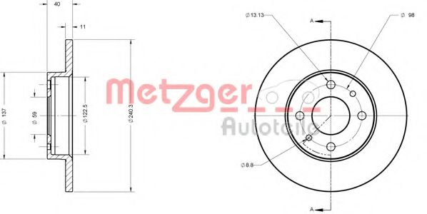 METZGER 14138V Тормозные диски METZGER для FIAT