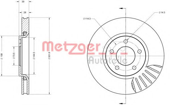 METZGER 6110622 Тормозные диски METZGER для DODGE