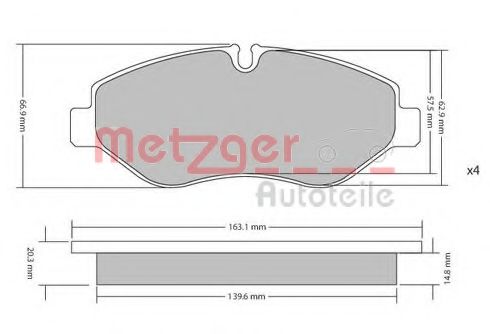 METZGER 1170040 Тормозные колодки METZGER для MERCEDES-BENZ