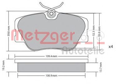 METZGER 1170151 Тормозные колодки METZGER для MERCEDES-BENZ