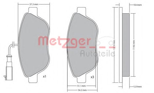METZGER 1170185 Тормозные колодки для FIAT STILO