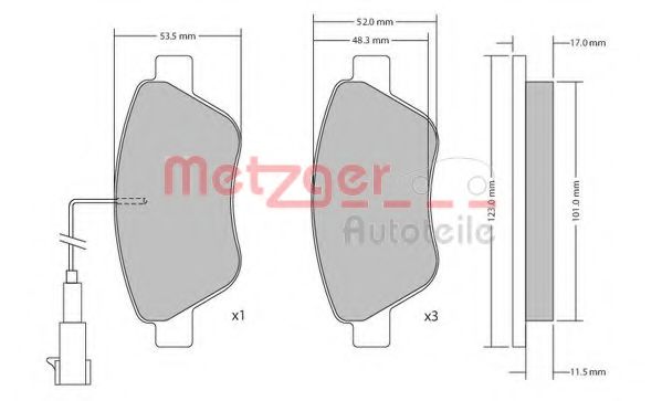 METZGER 1170296 Тормозные колодки для FIAT STILO