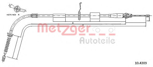 METZGER 104309 Трос ручного тормоза METZGER 