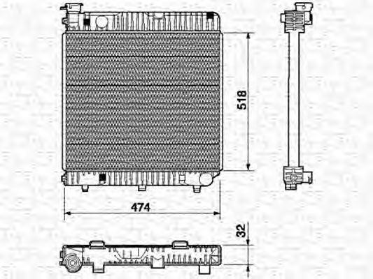 MAGNETI MARELLI 350213523000 Радиатор охлаждения двигателя MAGNETI MARELLI для MERCEDES-BENZ V-CLASS